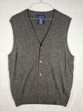 Club Room Men's 100% Lambswool Gray Button-Up Sweater Vest Size S